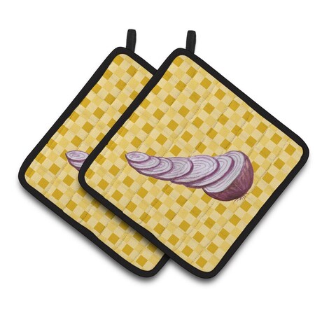 Carolines Treasures Red Onion on Basketweave Pair of Pot Holders BB7211PTHD